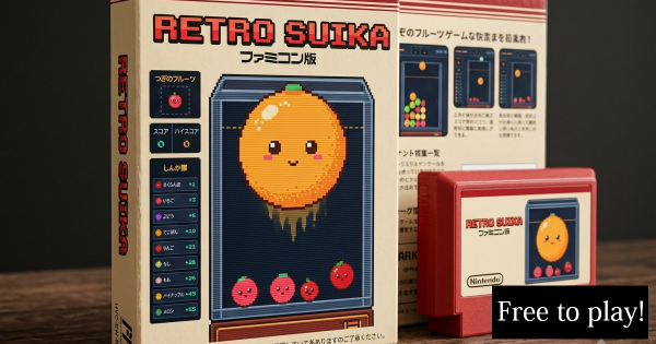 Retro Suika | 8-Bit NES-Style Watermelon Merge Puzzle Game プレビュー